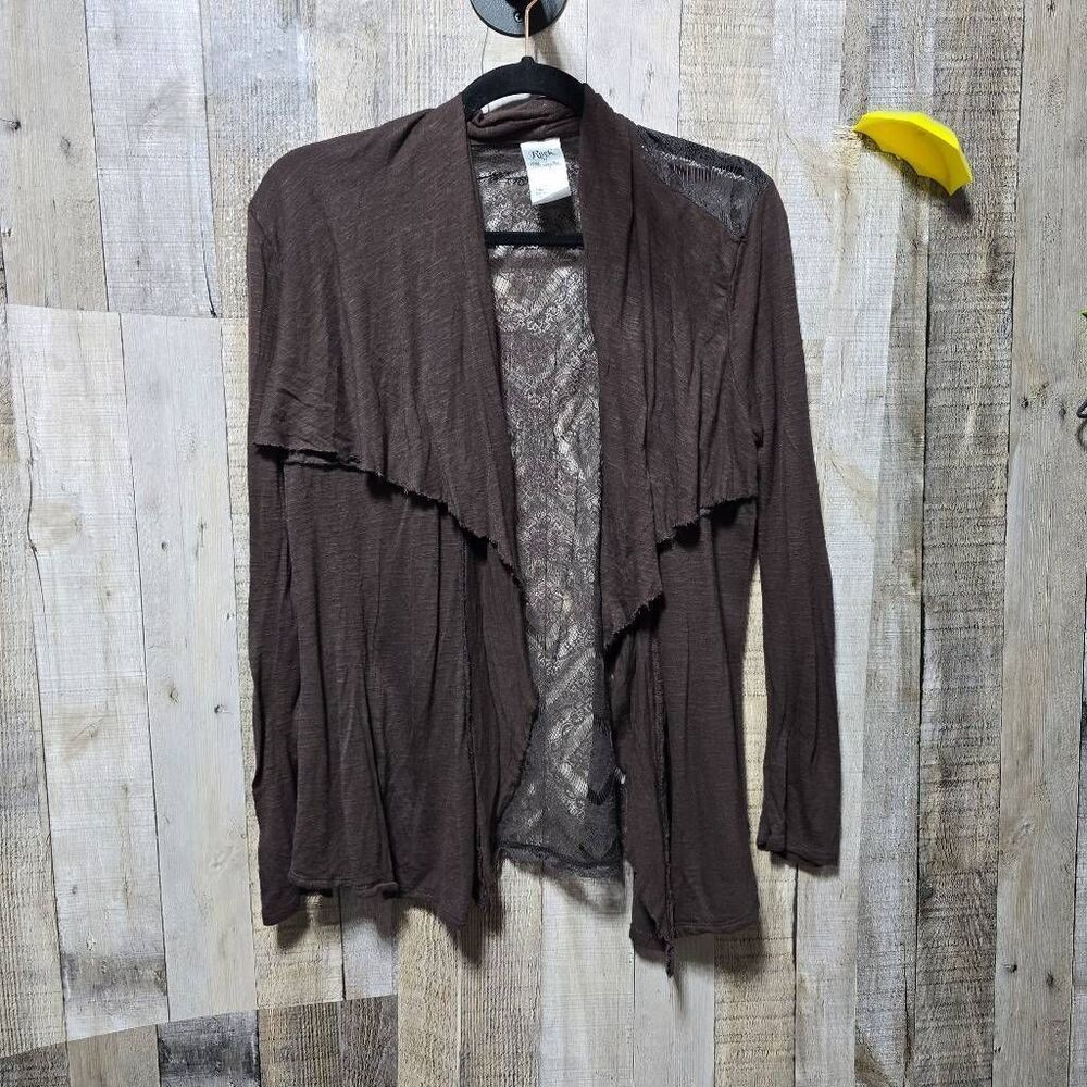 Rock 47 Wrangler Brown Lace Cardigan Large Cowgirl Minimalist Gorpcore Casual